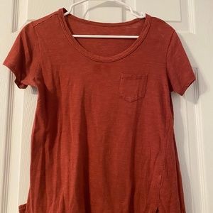 Muted Red Pocket Short Sleeve Shirt